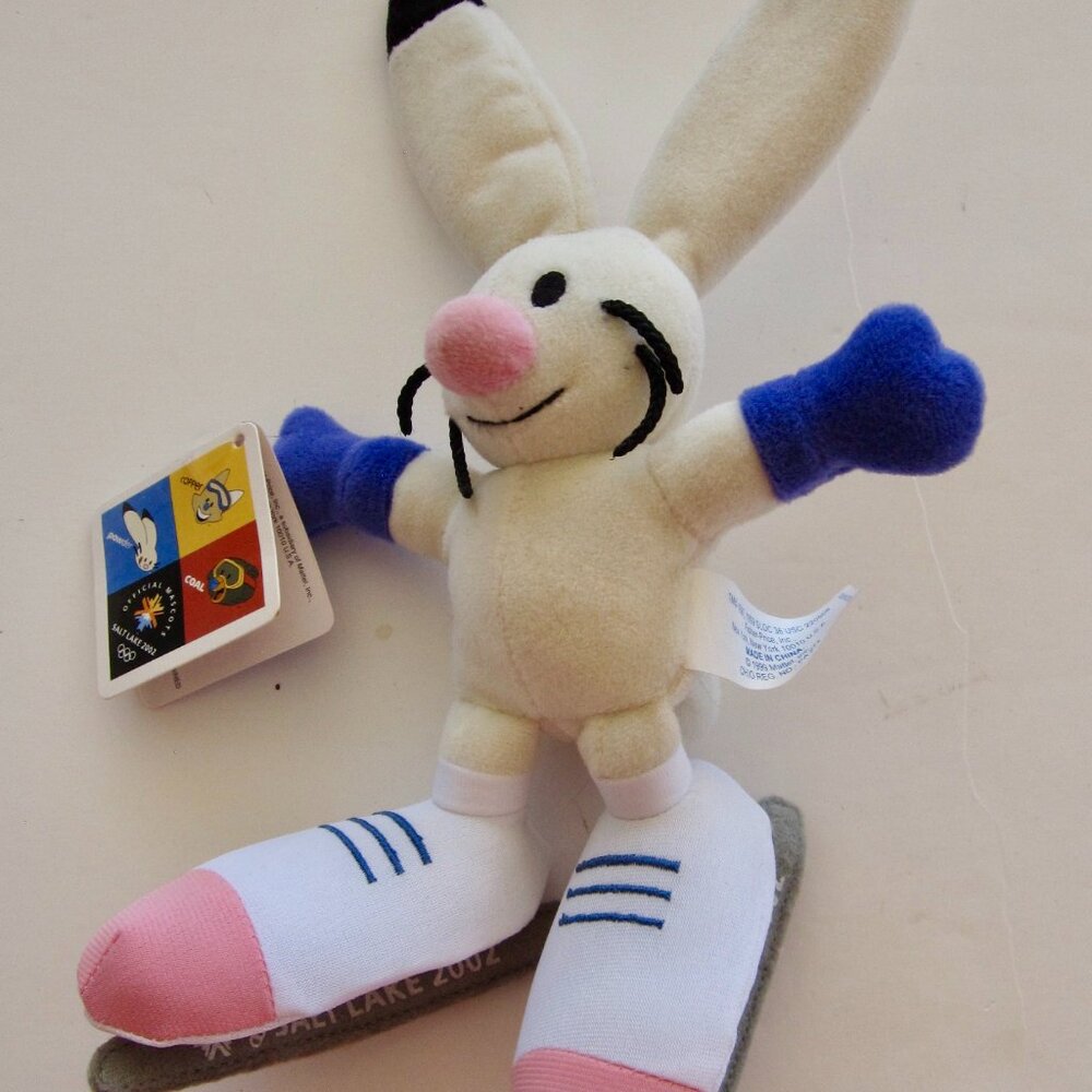Vintage 2002 Winter Olympic Salt Lake City Powder the Rabbit Skating Plush Bunny